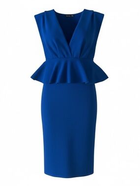 Boohoo Cobalt Blue Peplum Midi Dress